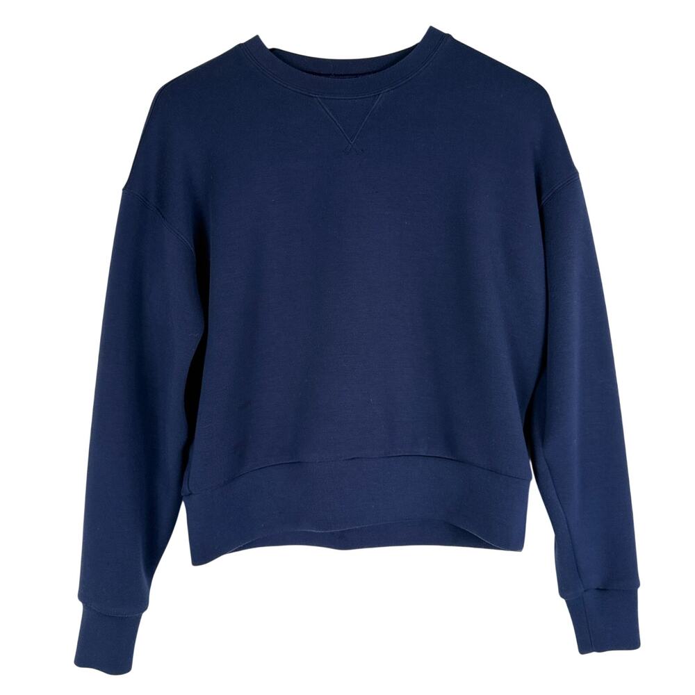 Spanx Women's AirEssentials Got Ya Covered Pullover Navy Blue Sweatshirt - XS